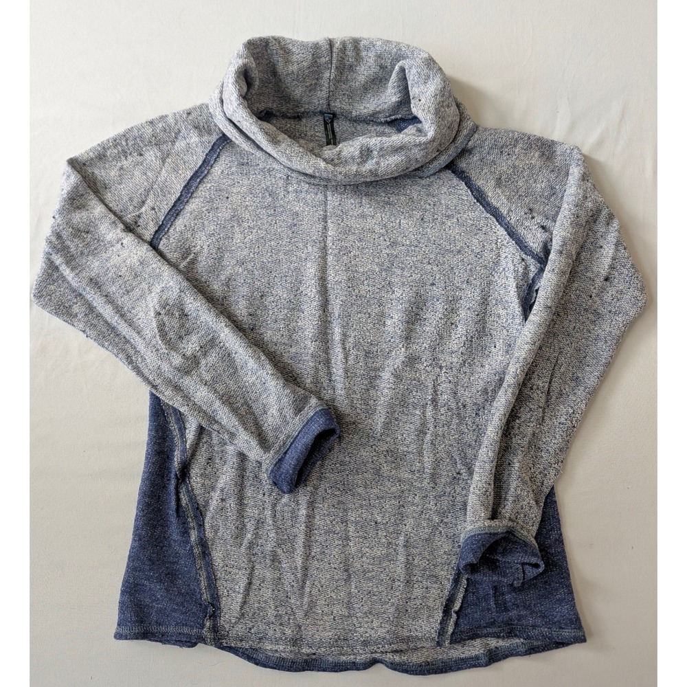 Kuhl Pullover Sweater Cowl Neck Wool Blend Marled Womens Small Blue Gray Heather